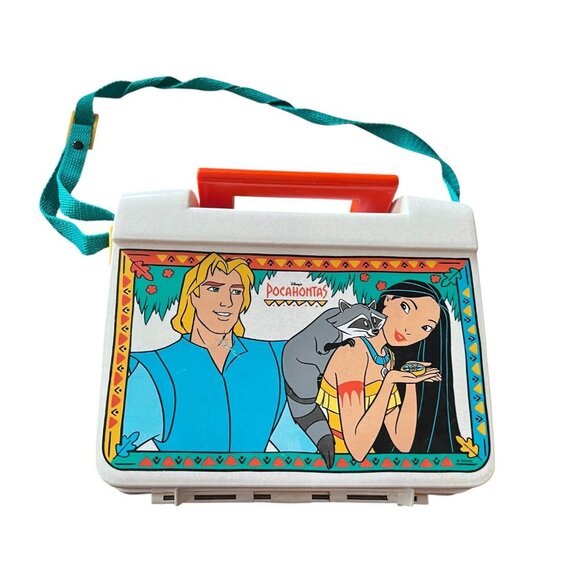 Rare Vintage 90s Disney Pocahontas Thermos Brand Plastic Lunchbox with Strap - Picture 1 of 8